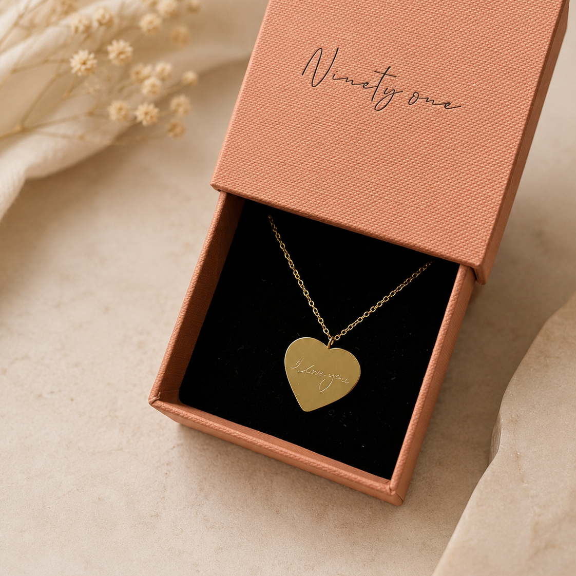 Everyday Gold Plated Large Heart Charm Ball Chain Necklace - FREE ENGRAVING