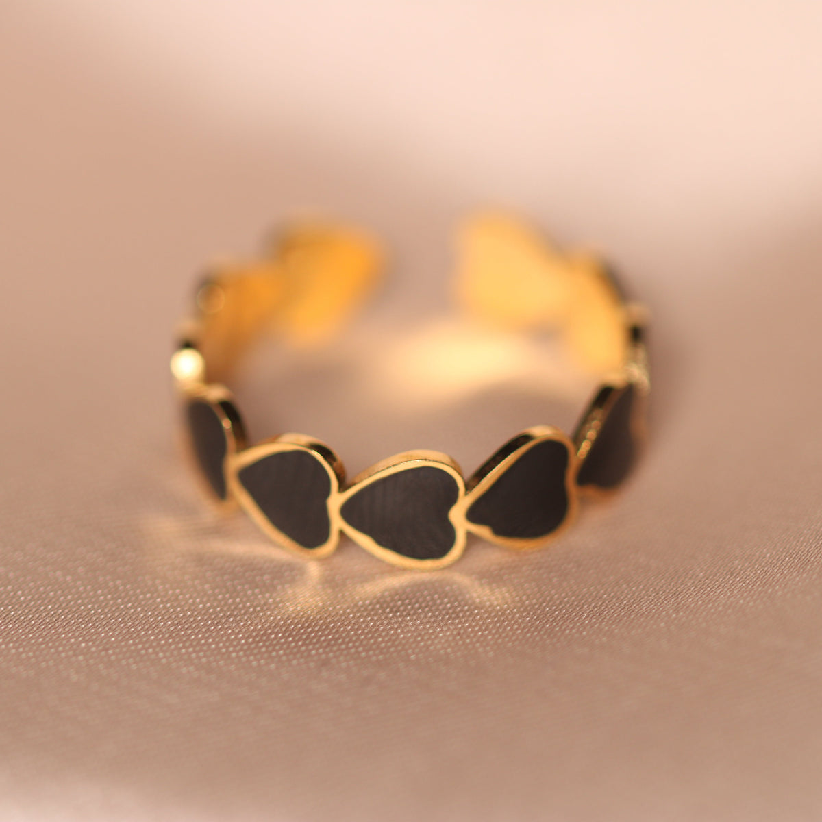 Everyday Black Heart Adjustable Ring 2