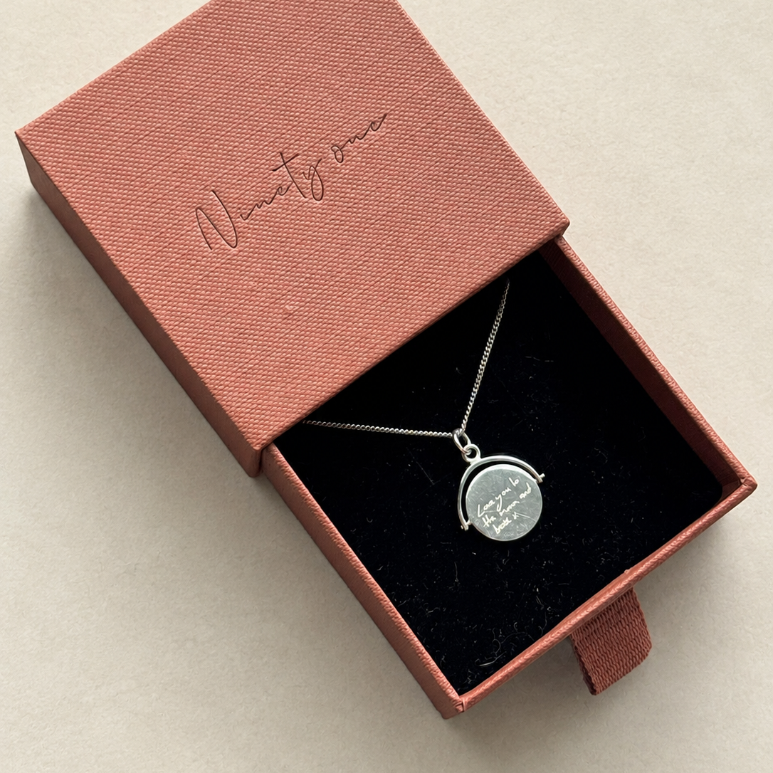 Signature Silver Engravable Circle Spin Pendant Necklace - FREE ENGRAVING