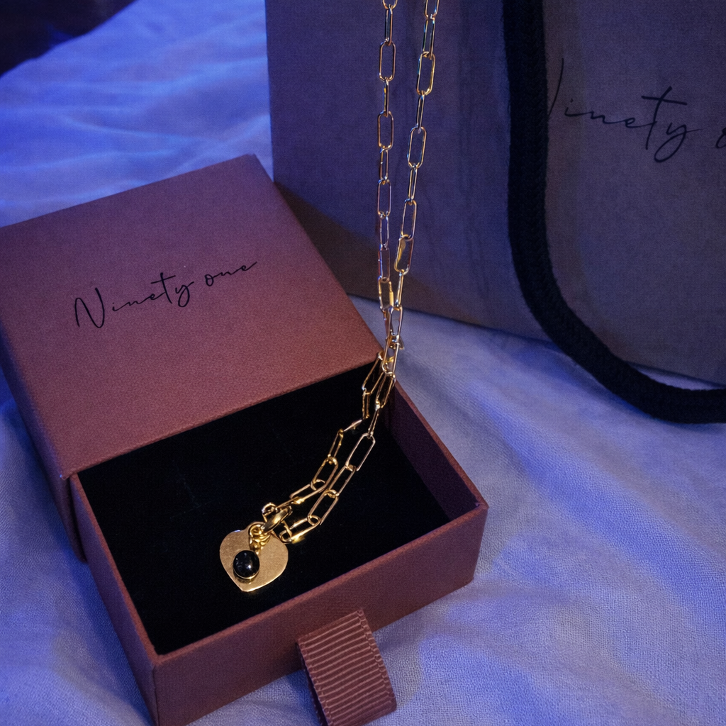 Luxe Gold Paperclip Chain Heart Charm Necklace