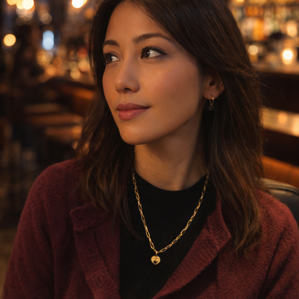 Luxe Gold Paperclip Chain Heart Charm Necklace