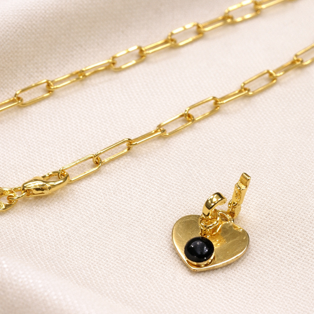 Luxe Gold Paperclip Chain Heart Charm Necklace